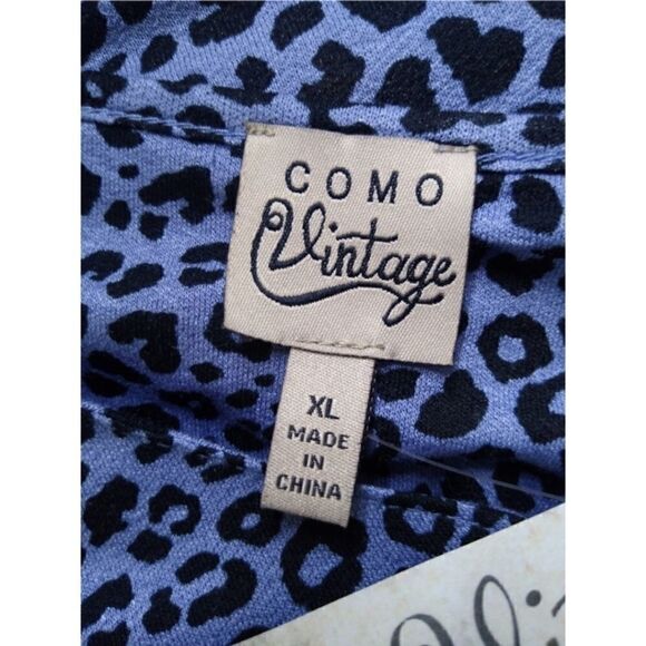 Como Vintage NWT Blue/Blk Cheetah Print Top XL - Picture 4 of 5